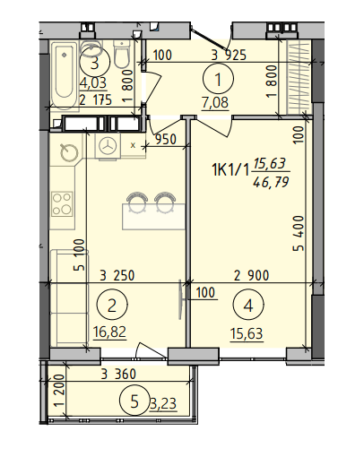 1-комнатная 46.79 м² в ЖК Киевские Зори-2 от 26 000 грн/м², г. Вышгород