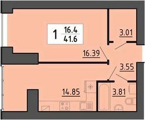 1-комнатная 41.6 м² в ЖК Энергия от 22 700 грн/м², Тернополь