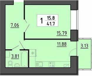 1-комнатная 41.7 м² в ЖК Энергия от 22 700 грн/м², Тернополь