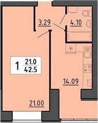 1-кімнатна 42.5 м² в ЖК Енергія від 22 700 грн/м², Тернопіль