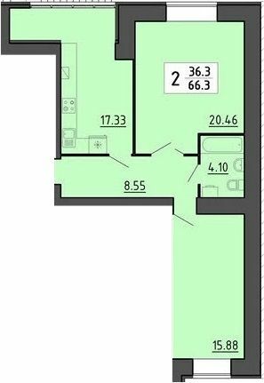 2-комнатная 66.3 м² в ЖК Энергия от 21 700 грн/м², Тернополь