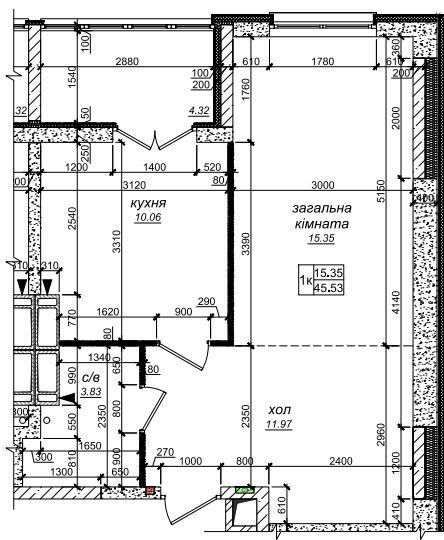 1-комнатная 45.53 м² в ЖК Одесский бульвар от 29 000 грн/м², с. Новоселки