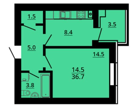 1-кімнатна 36.7 м² в ЖК Львівський затишок (Львівський маєток) від 25 500 грн/м², с. Софіївська Борщагівка