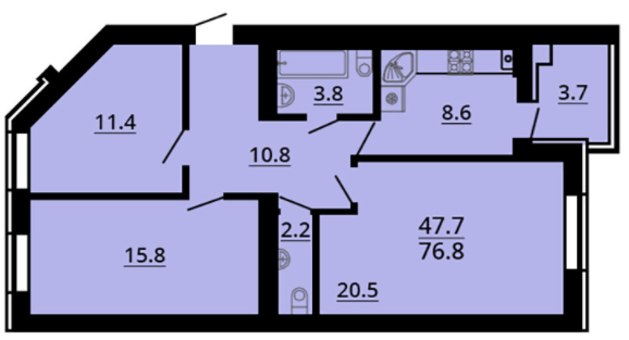 3-кімнатна 76.8 м² в ЖК Львівський затишок (Львівський маєток) від 24 000 грн/м², с. Софіївська Борщагівка