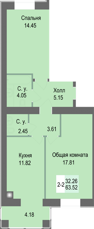 2-комнатная 63.52 м² в ЖК Софиевская сфера от 25 500 грн/м², с. Софиевская Борщаговка