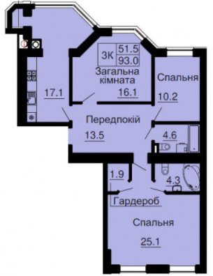 3-кімнатна 93 м² в ЖК Софія Клубний від 28 000 грн/м², с. Софіївська Борщагівка