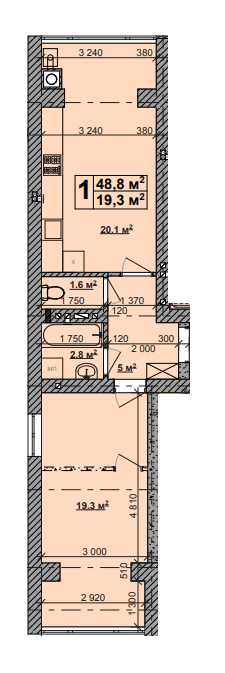 1-кімнатна 48.8 м² в ЖК Нова Конча-Заспа від 26 500 грн/м², с. Ходосівка