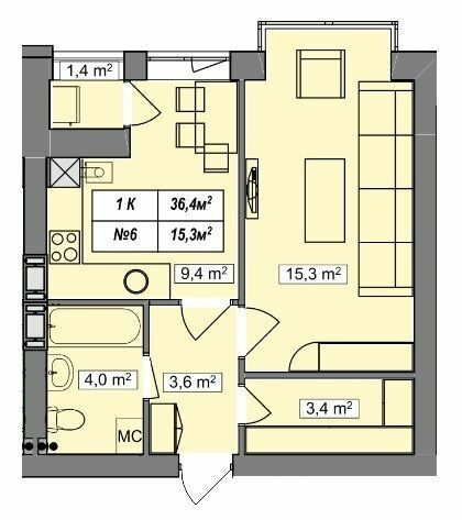 1-кімнатна 36.4 м² в ЖК Гудвіл від 18 800 грн/м², с. Хотів