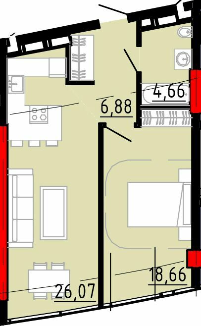 1-кімнатна 56.27 м² в ЖК Delrey від 47 050 грн/м², Київ