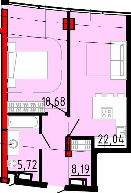 1-комнатная 54.63 м² в ЖК Delrey от 47 050 грн/м², Киев