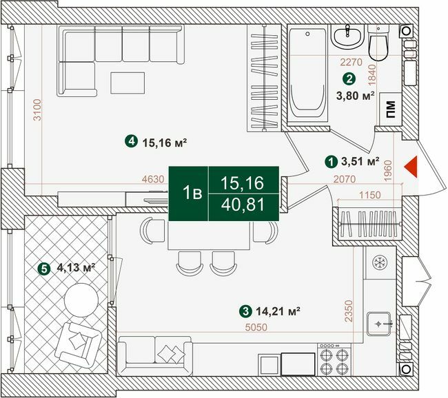 1-кімнатна 40.81 м² в ЖК Forest Park від 29 000 грн/м², Київ