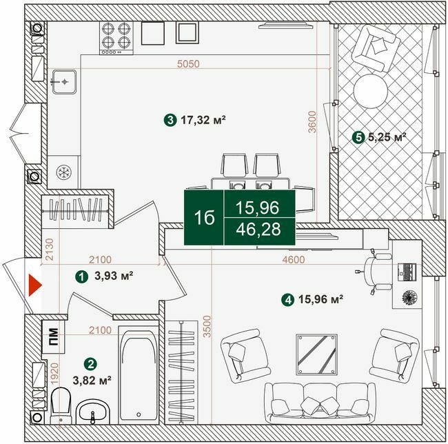 1-комнатная 46.28 м² в ЖК Forest Park от 29 000 грн/м², Киев