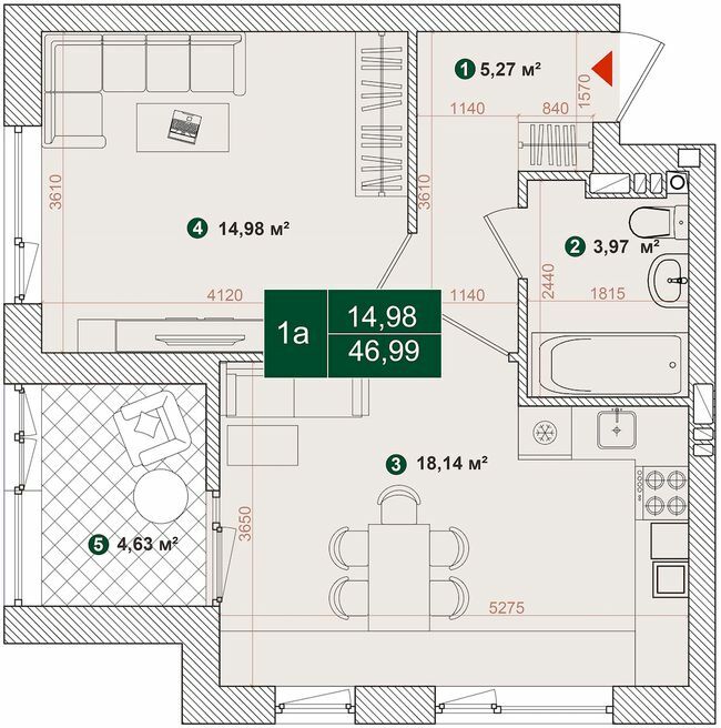 1-комнатная 46.99 м² в ЖК Forest Park от 29 000 грн/м², Киев