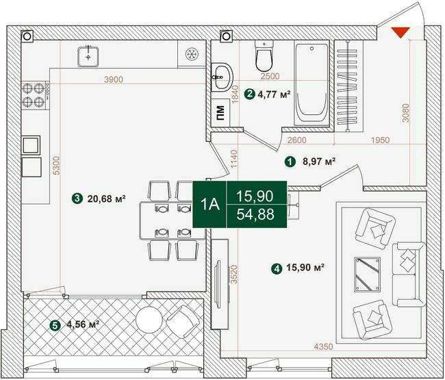 1-кімнатна 54.88 м² в ЖК Forest Park від 29 000 грн/м², Київ