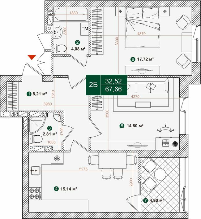 2-кімнатна 67.66 м² в ЖК Forest Park від 28 000 грн/м², Київ