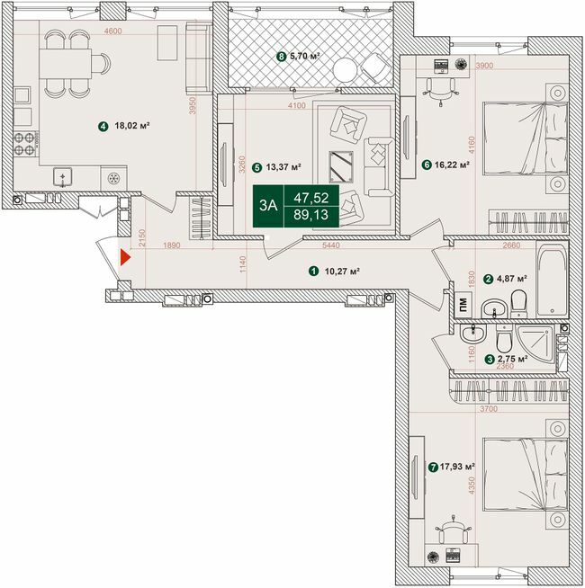 3-кімнатна 89.13 м² в ЖК Forest Park від 27 000 грн/м², Київ