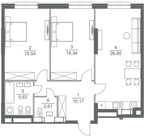 2-комнатная 82.3 м² в ЖК Greenville Park от 49 550 грн/м², Киев