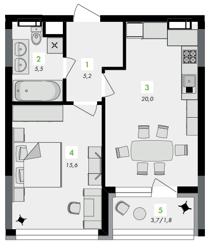 1-комнатная 48.1 м² в ЖК Greenville на Печерске от 59 500 грн/м², Киев