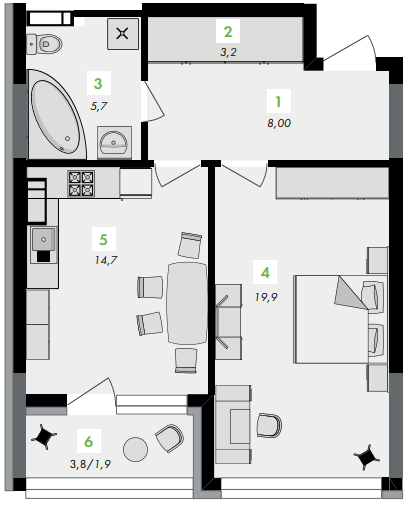 1-кімнатна 53.4 м² в ЖК Greenville на Печерську від 59 500 грн/м², Київ