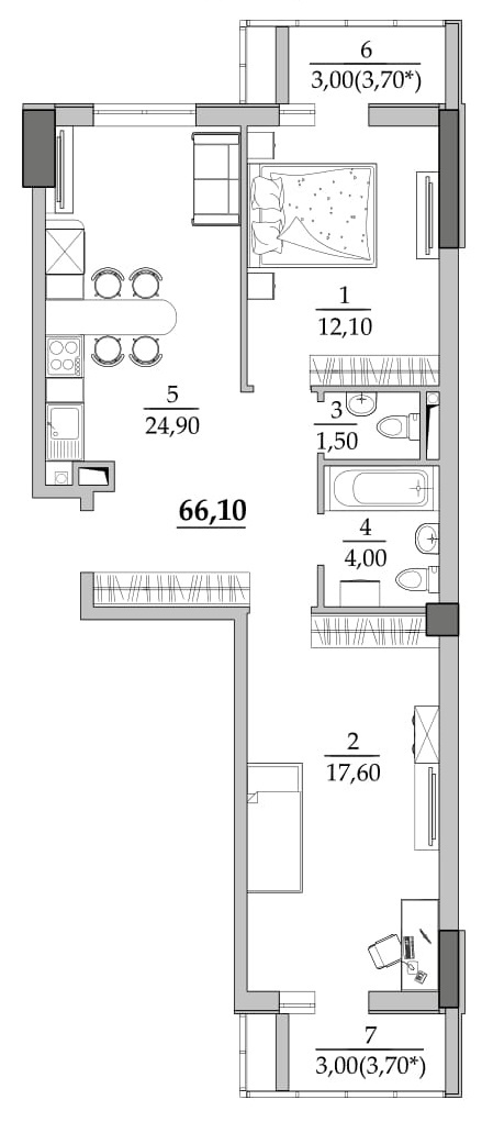 2-комнатная 63.7 м² в Мкрн Таировские сады от 22 199 грн/м², с. Лиманка