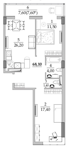 2-комнатная 68.1 м² в Мкрн Таировские сады от 51 524 грн/м², с. Лиманка