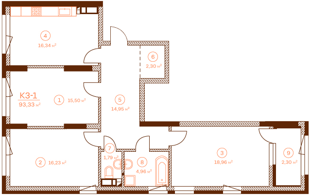3-комнатная 93.33 м² в ЖК Stanford от 66 700 грн/м², Киев