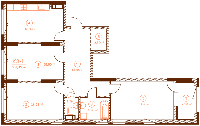 3-кімнатна 93.33 м² в ЖК Stanford від 66 700 грн/м², Київ