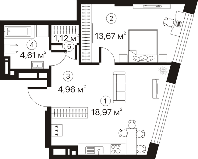 1-комнатная 43.33 м² в ЖК Terracotta от 36 800 грн/м², Киев