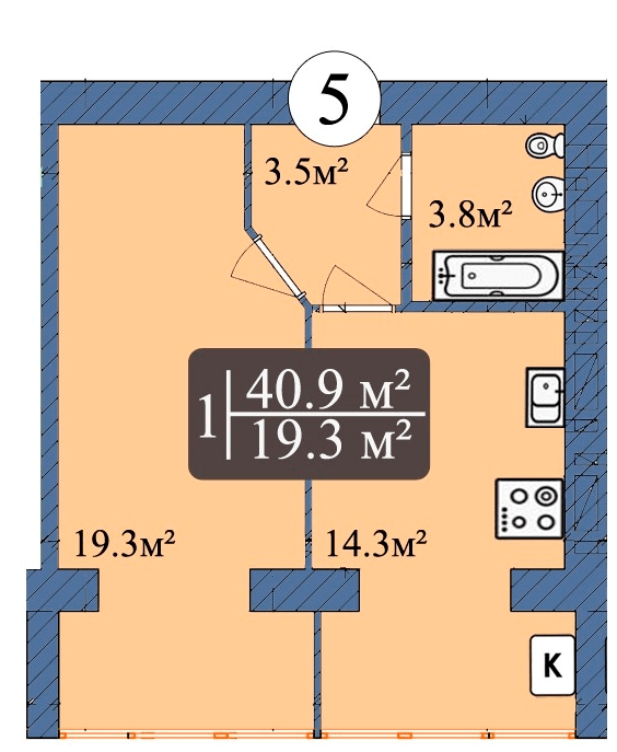 1-комнатная 40.9 м² в ЖК Мечта от 16 500 грн/м², Чернигов