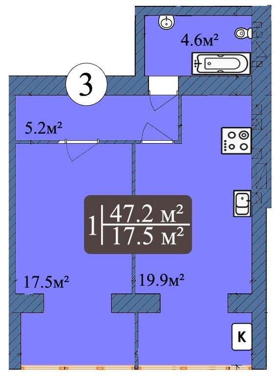 1-комнатная 47.2 м² в ЖК Мечта от 16 500 грн/м², Чернигов