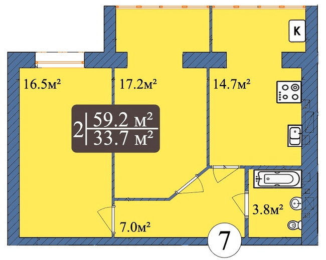 2-кімнатна 59.2 м² в ЖК Мрія від 16 300 грн/м², Чернігів