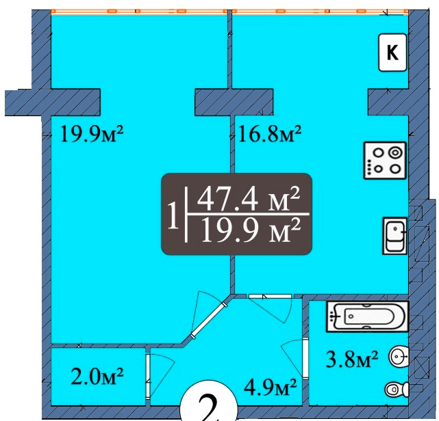 1-комнатная 47.4 м² в ЖК Мечта от 16 500 грн/м², Чернигов