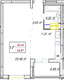 1-комнатная 46.87 м² в ЖК Вудстория от 23 500 грн/м², Киев