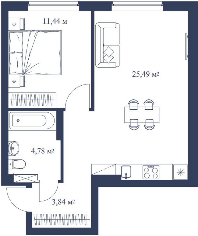 1-комнатная 45.55 м² в ЖК Метрополия-2 от 40 500 грн/м², Киев