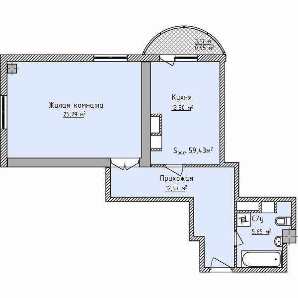 1-кімнатна 62.7 м² в ЖК Aqua Marine від 28 800 грн/м², Одеса