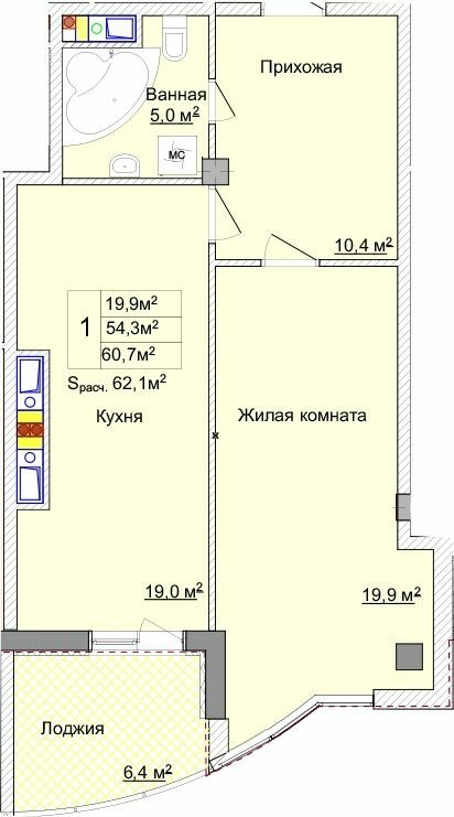 1-комнатная 60.7 м² в ЖК Aqua Marine от 28 800 грн/м², Одесса