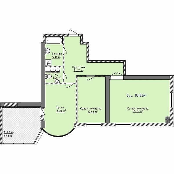 2-кімнатна 83.83 м² в ЖК Aqua Marine від 25 920 грн/м², Одеса