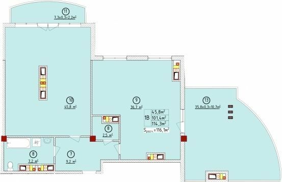 2-кімнатна 114 м² в ЖК Aqua Marine від 25 920 грн/м², Одеса