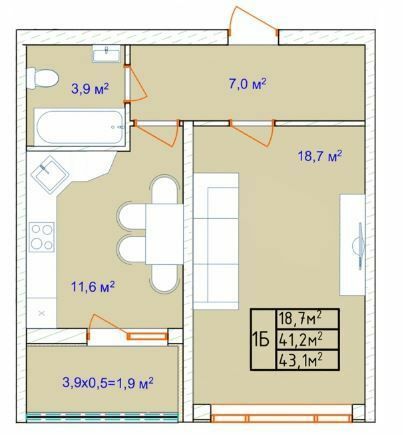 1-кімнатна 42.9 м² в ЖК Aqua Marine від 26 208 грн/м², Одеса