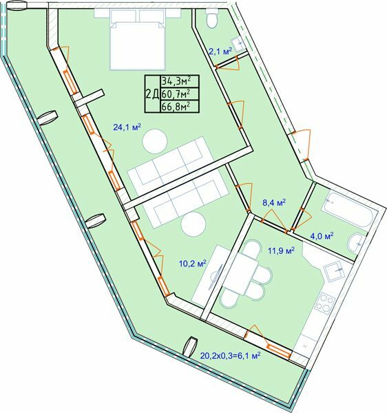 1-комнатная 66.8 м² в ЖК Aqua Marine от 25 056 грн/м², Одесса