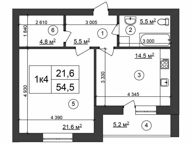 1-комнатная 54.5 м² в ЖК Сырецкий парк от 39 600 грн/м², Киев