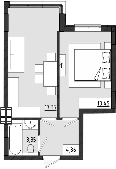 1-комнатная 38.51 м² в ЖК Сады Ривьеры от 18 195 грн/м², с. Фонтанка