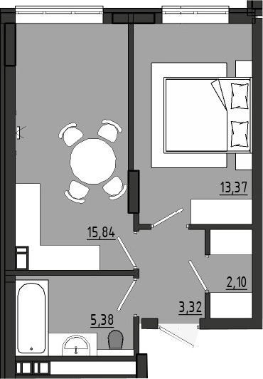 1-кімнатна 40.01 м² в ЖК Сади Рів`єри від 18 195 грн/м², с. Фонтанка