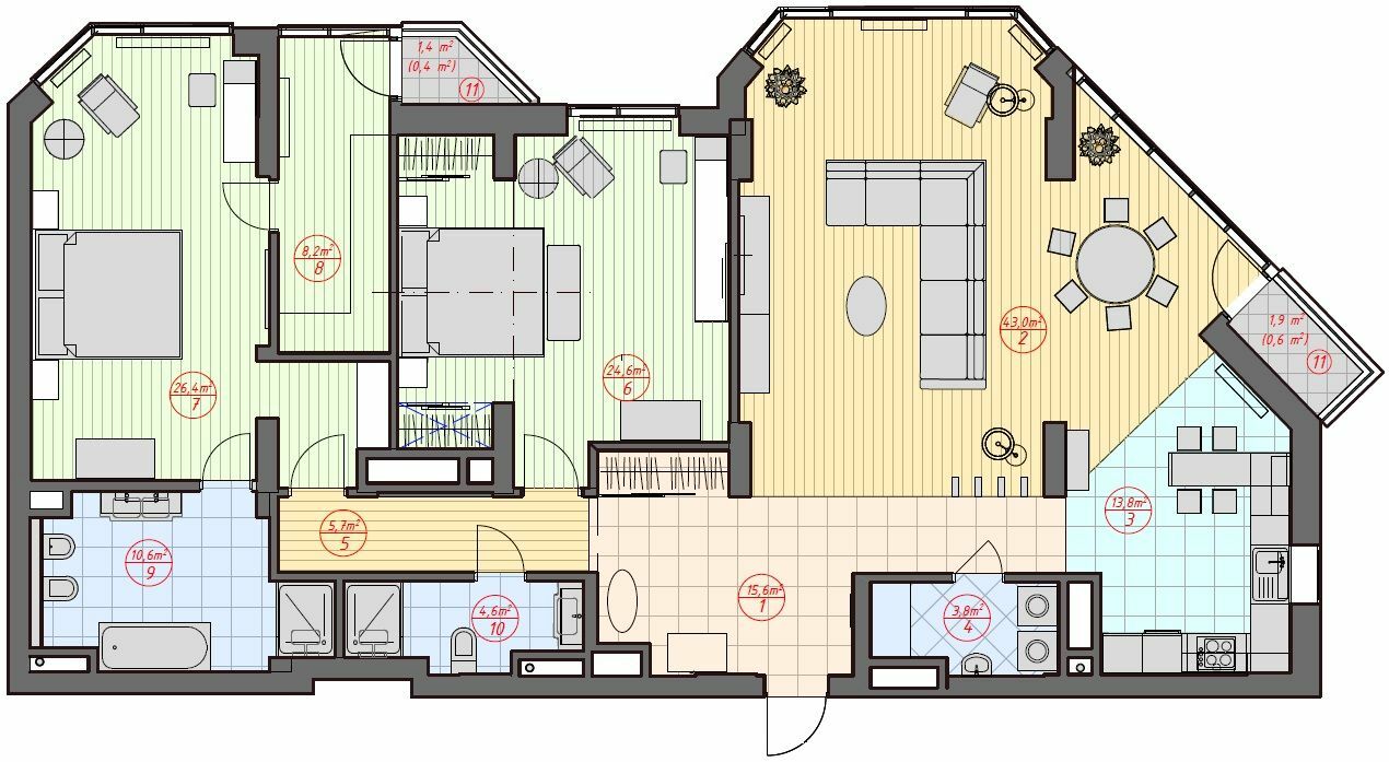 Оренда 3-кімнатної квартири 158 м², Болсуновська вул., 2