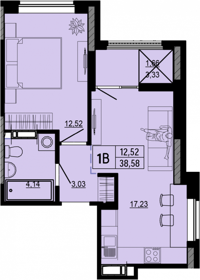 Продаж 1-кімнатної квартири 38.97 м², ЖК Hello House, Будинок 1