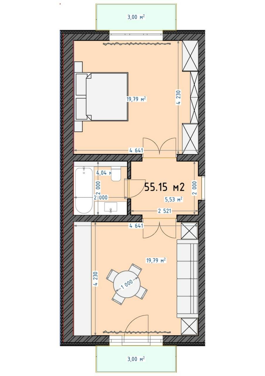 1-комнатная 55.15 м² в ЖК Трояндовый от 25 000 грн/м², г. Бровары