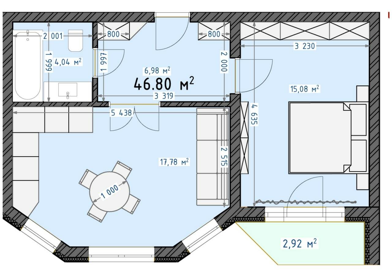 1-комнатная 46.8 м² в ЖК Трояндовый от 30 000 грн/м², г. Бровары