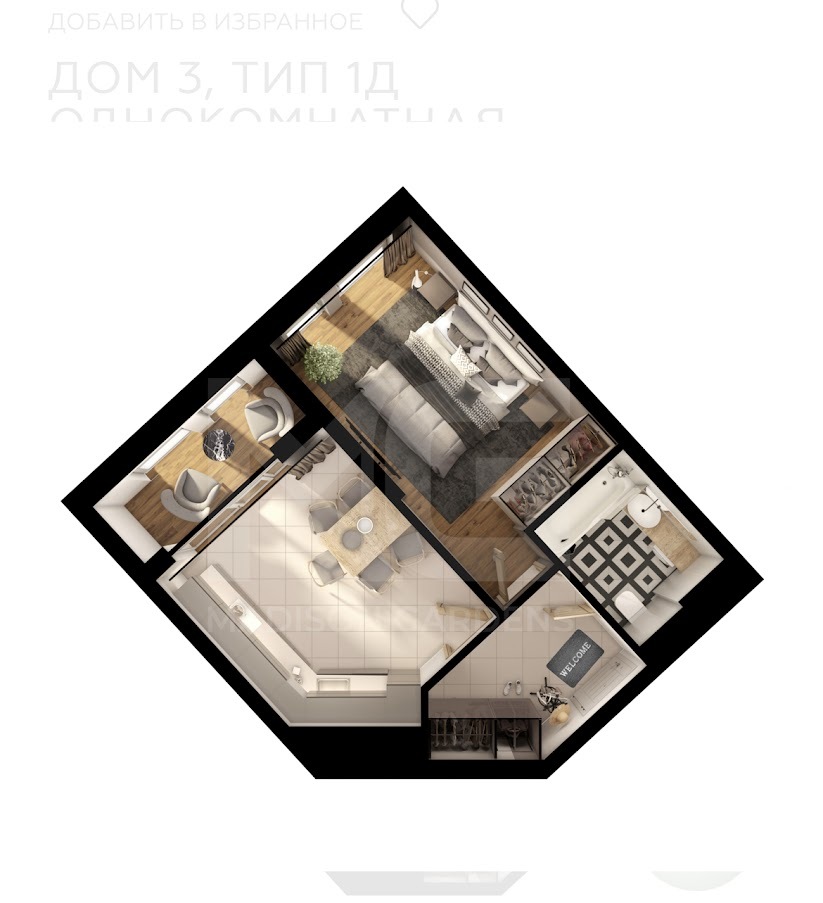 Продаж 1-кімнатної квартири 44 м²