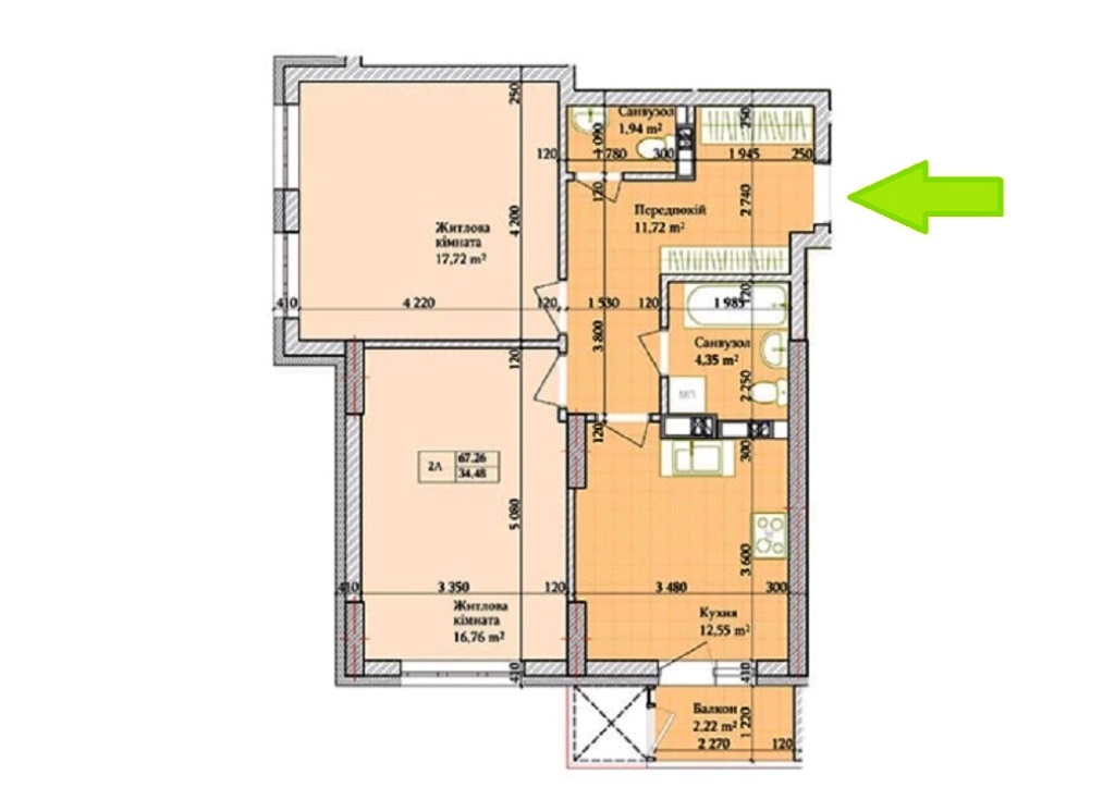 Продажа 2-комнатной квартиры 67 м², Багговутовская ул., 17/21Б