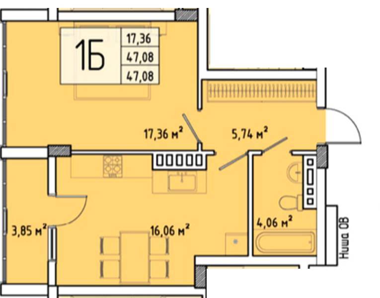 Продаж 1-кімнатної квартири 46 м², Миколаївська дор.